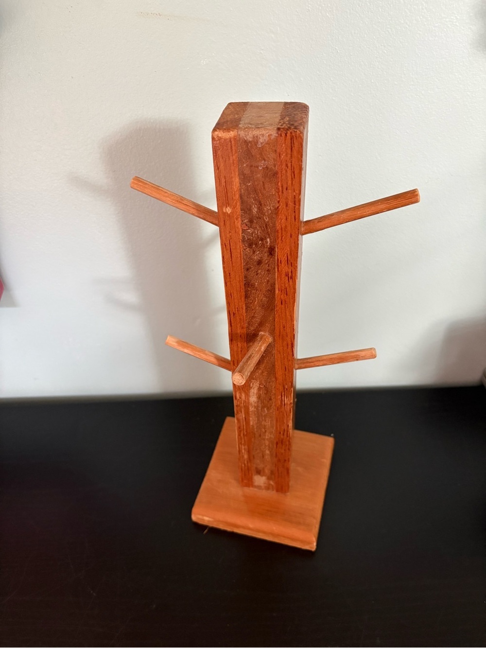 Rustic Hand Carved Mug Tree Stand - Picture 4 of 6